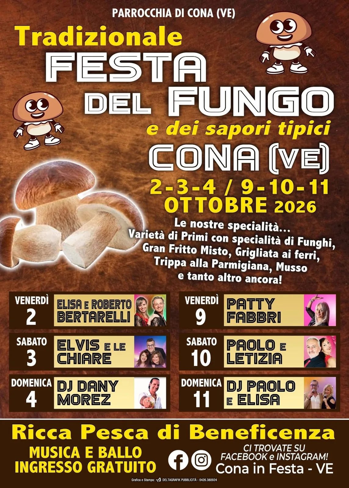 Locandina Tradizionale Festa del Fungo e Sapori Tipici Cona 2026 a Venezia (Venezia)