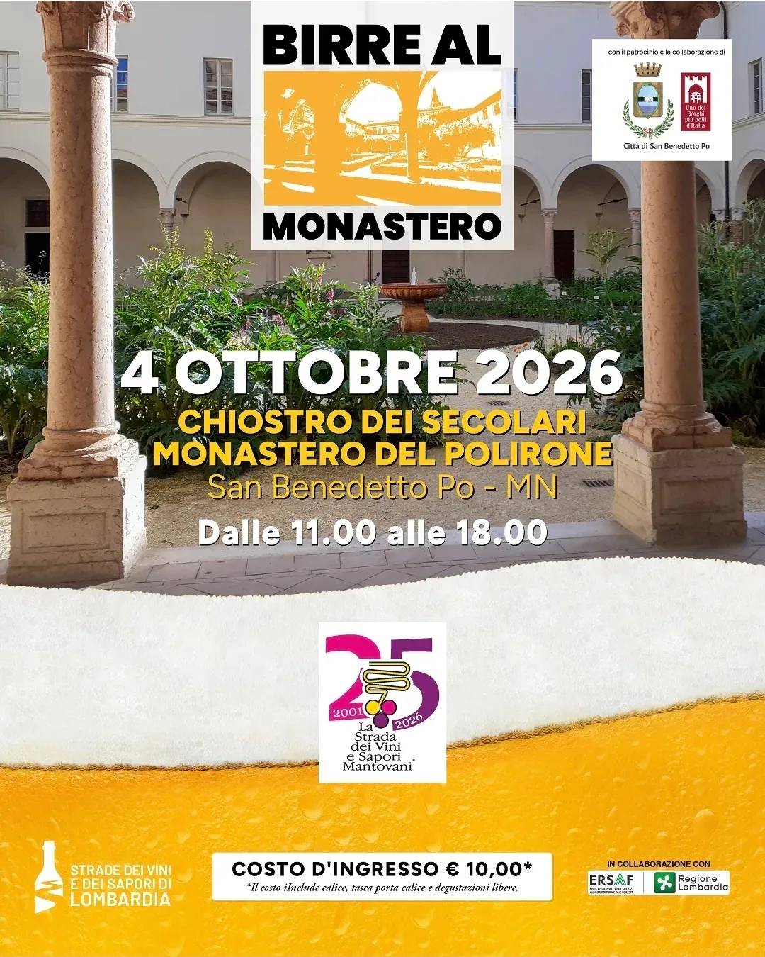 Locandina Birre al Monastero 2026 a San Benedetto Po (Mantova)