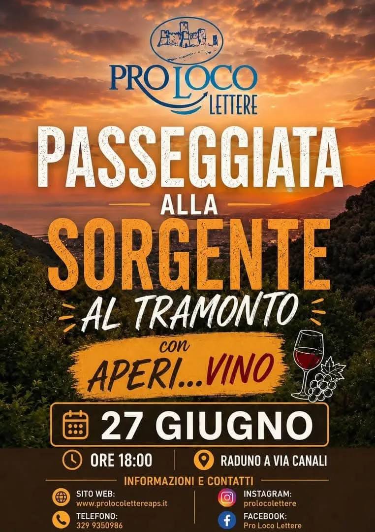 Locandina Passeggiata alla Sorgente al Tramonto 2026 a Lettere (Napoli)