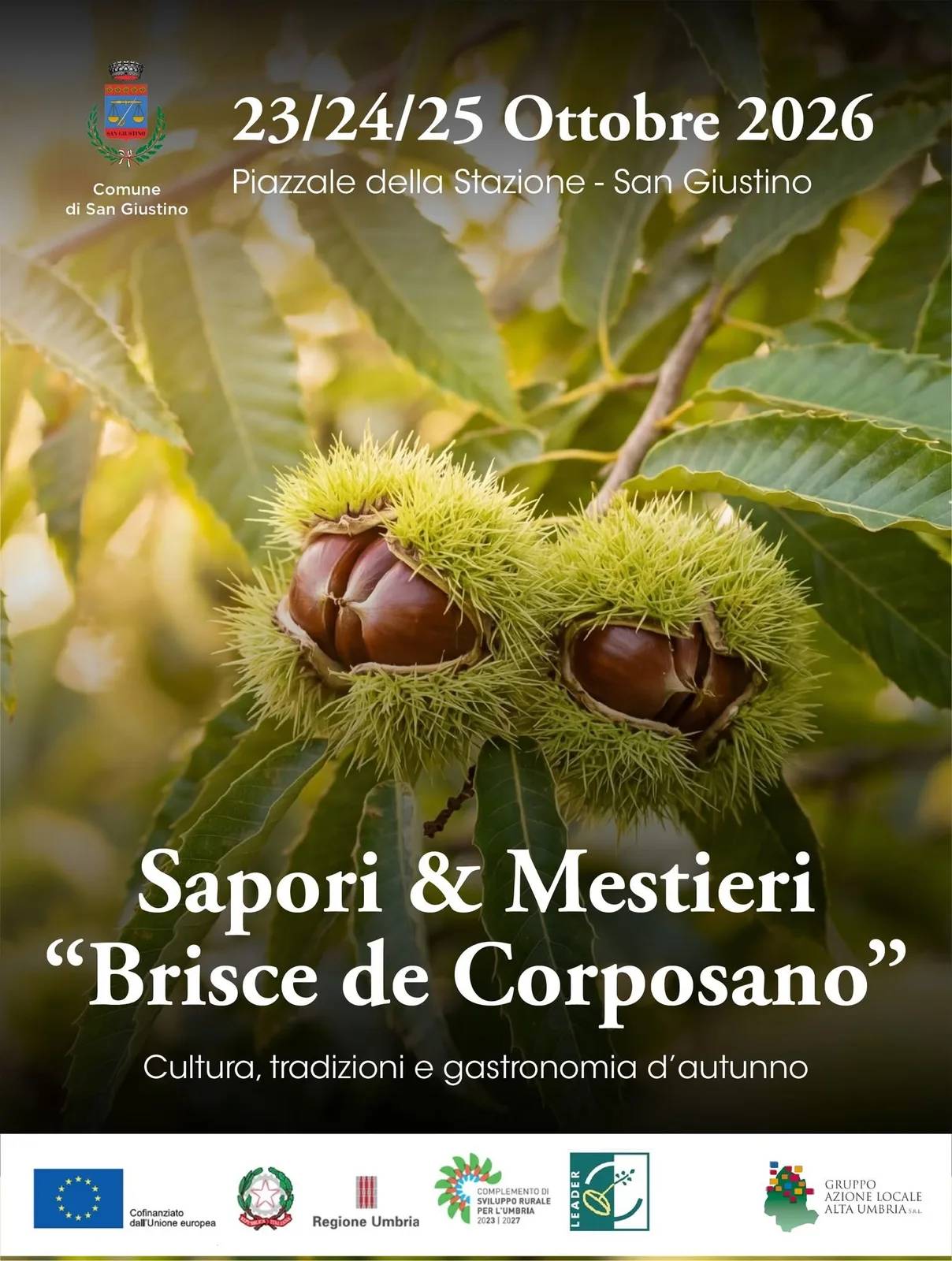 Locandina Sapori & Mestieri "Brisce de Corposano" 2026 a San Giustino (Perugia)