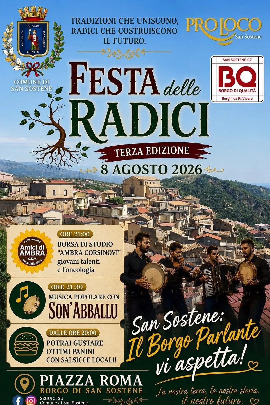 Locandina Festa delle Radici — Terza Edizione 2026 a San Sostene (Catanzaro)