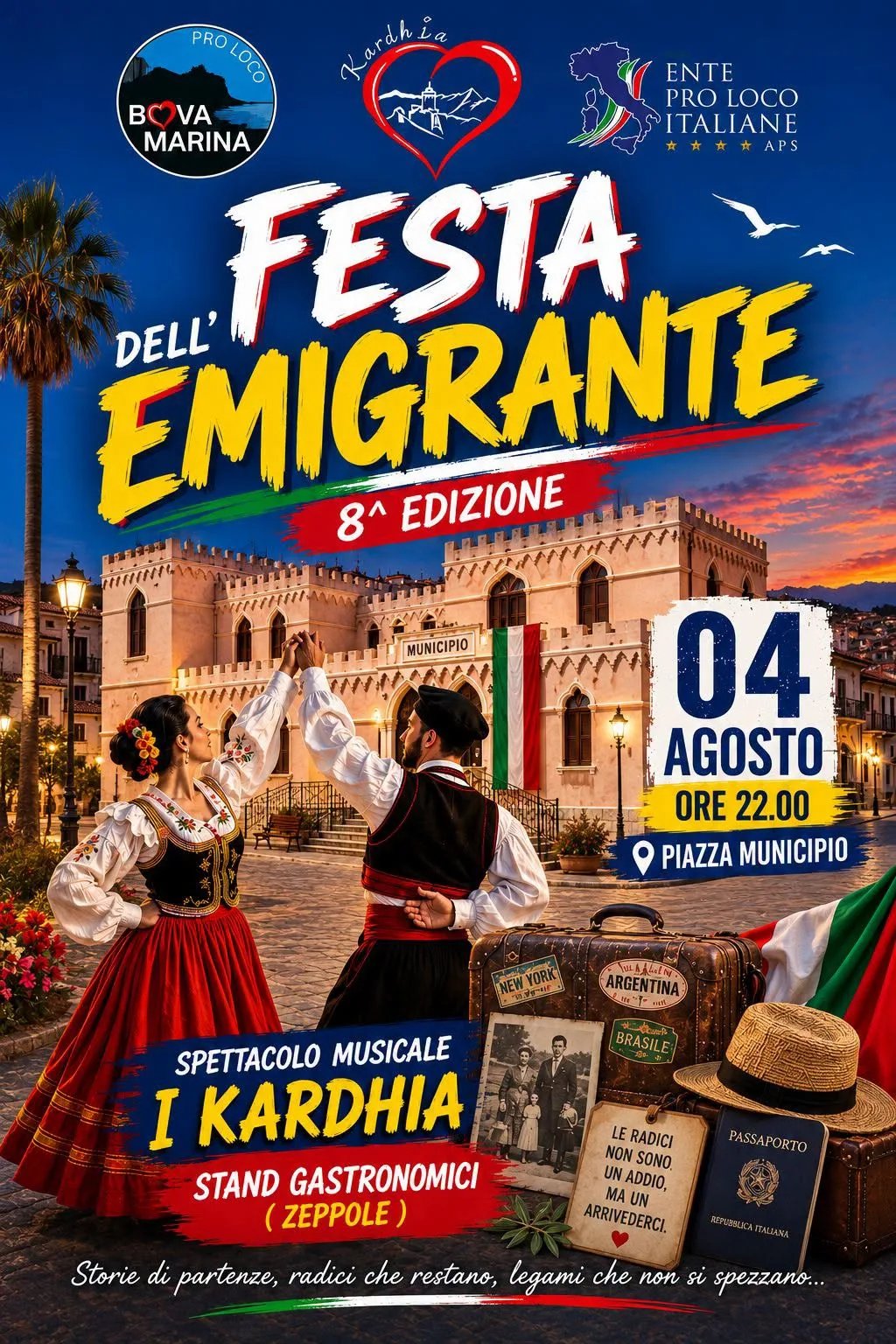 Locandina 8ª Festa dell'Emigrante 2026 a Bova Marina (Reggio calabria)