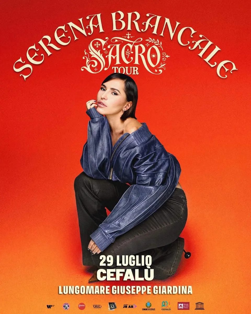 Locandina Serena Brancale Sacro Tour 2026 a Cefalù (Palermo)