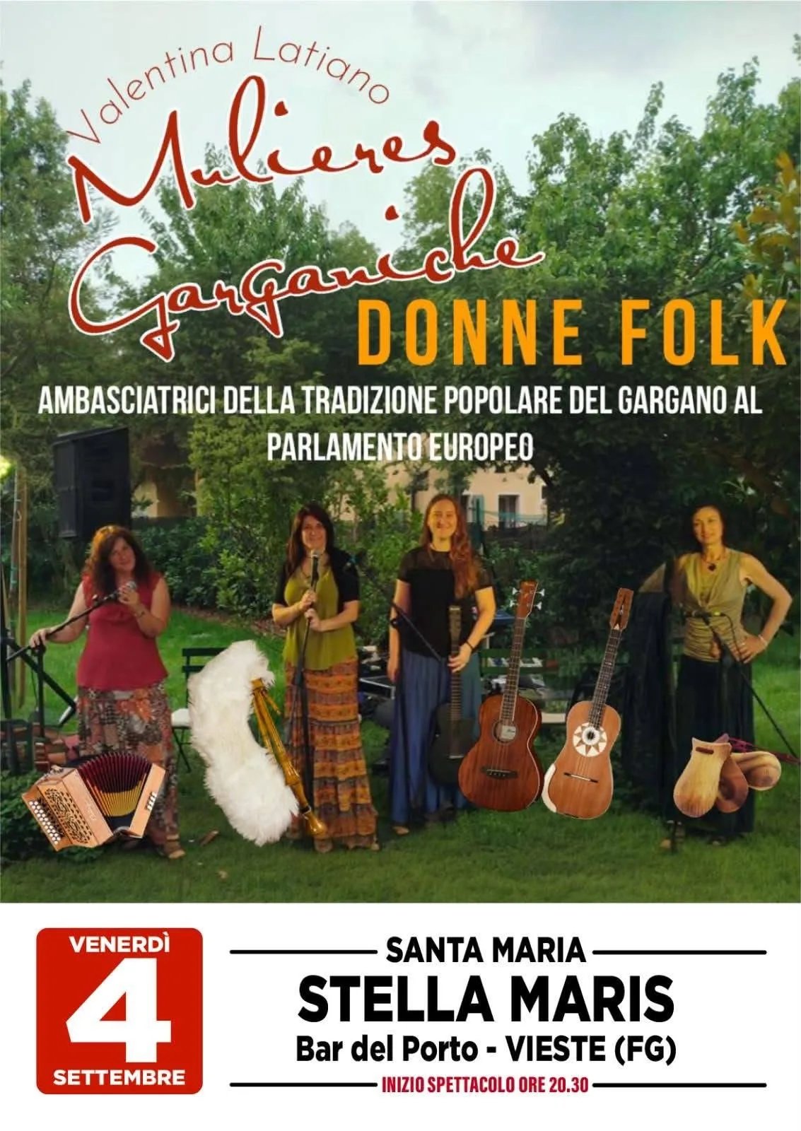 Locandina Valentina Latiano - Mulieres Garganiche Donne Folk 2026 a Vieste (Foggia)