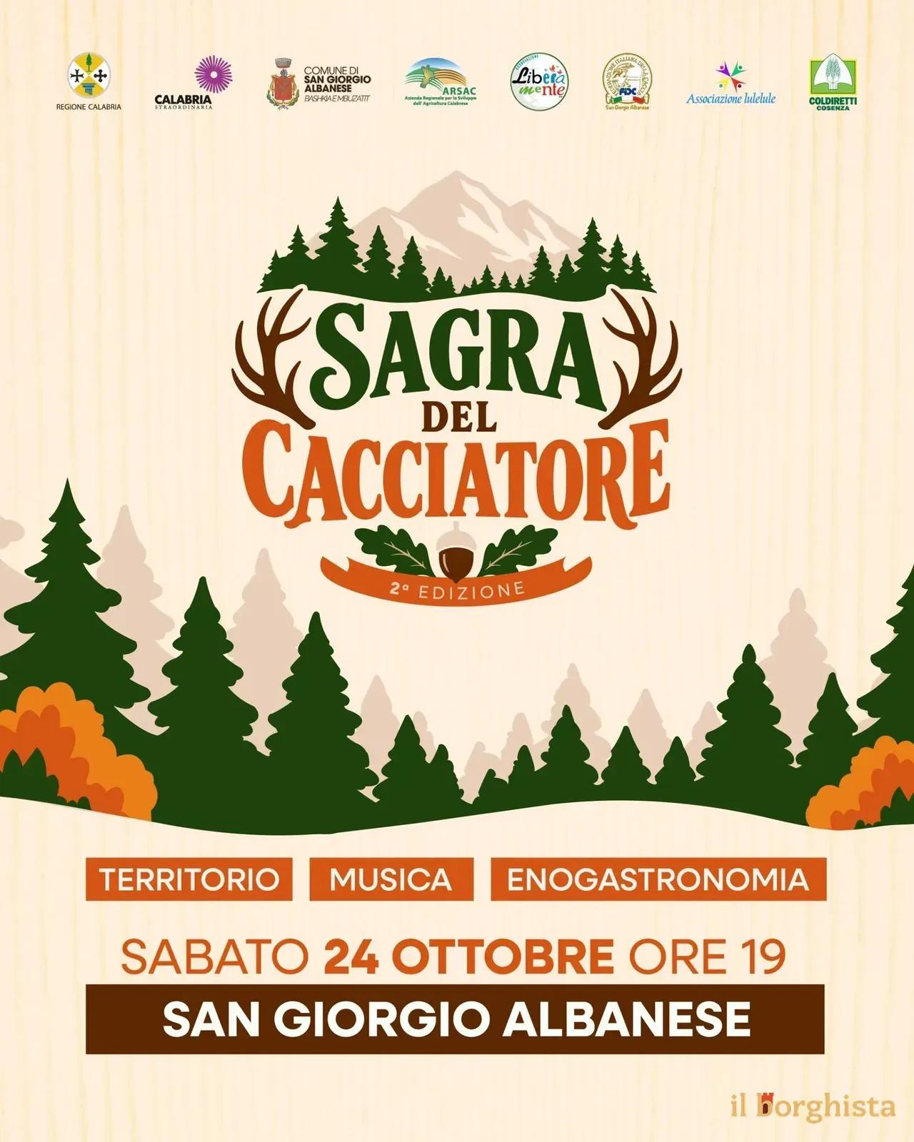 Locandina 2ª Sagra del Cacciatore 2026 a San Giorgio Albanese (Cosenza)