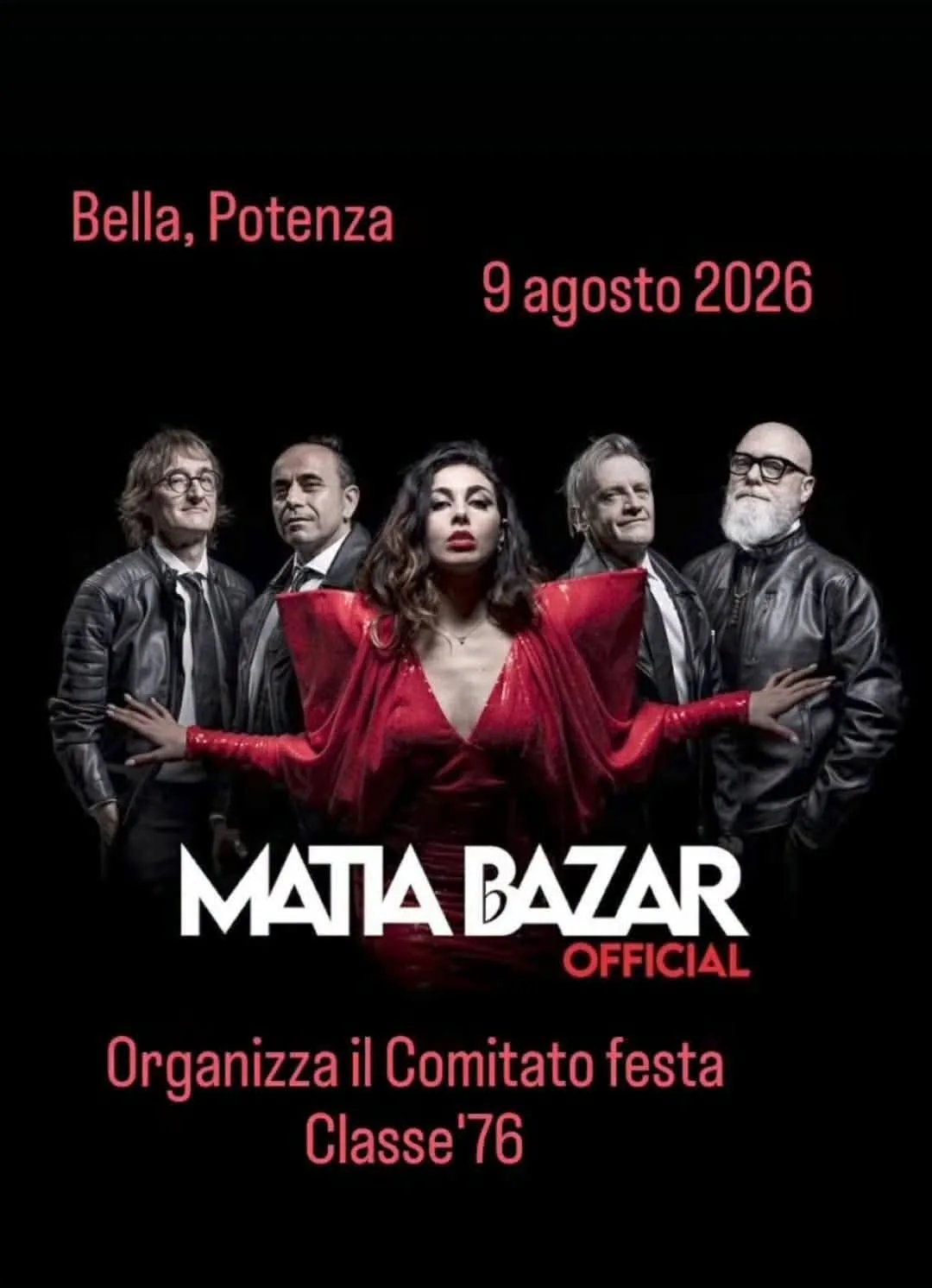 Locandina Concerto Matia Bazar a Bella 2026 a Bella (Potenza)