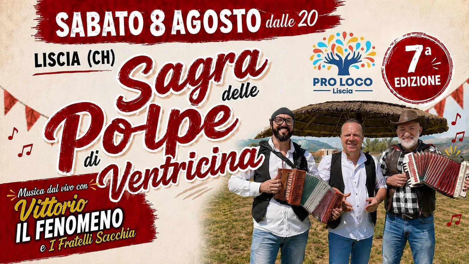 Locandina 7ª Sagra delle Polpe di Ventricina 2026 a Liscia (Chieti)