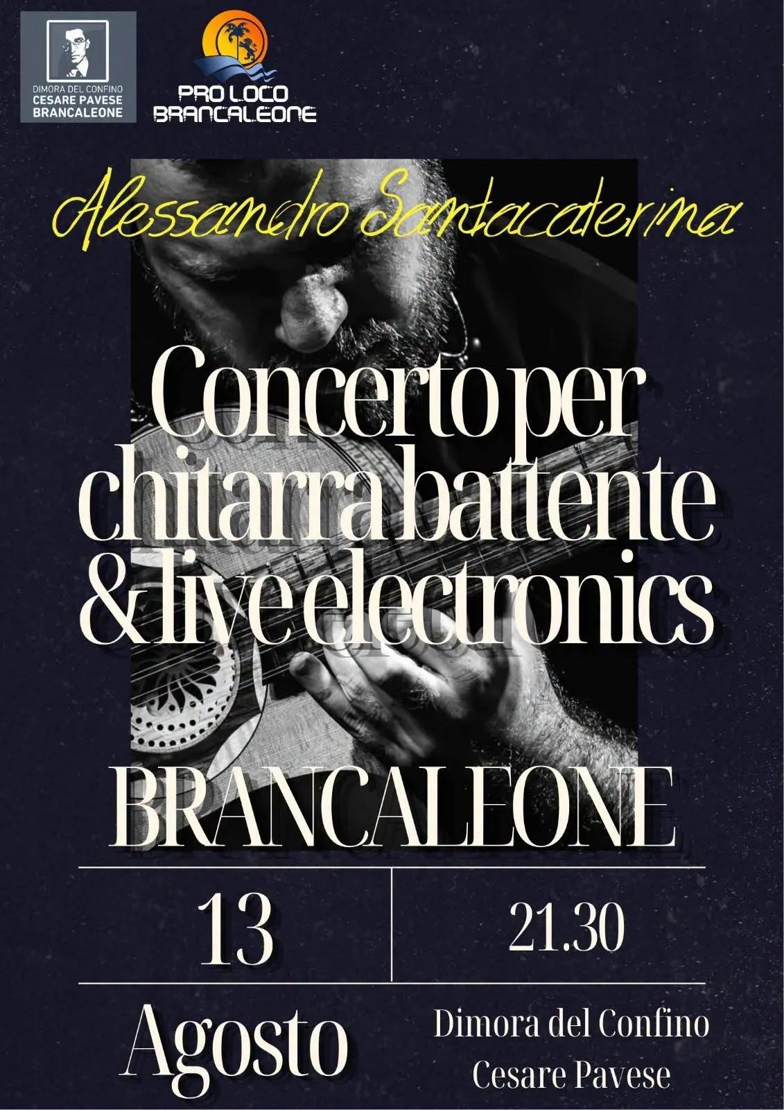 Locandina Concerto per chitarra battente & live electronics 2026 a Brancaleone (Reggio Calabria)