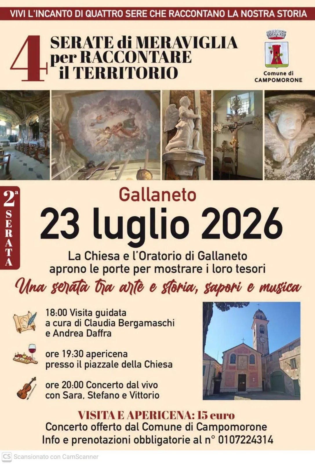 Locandina 2ª Serata di Meraviglia 2026 a Gallaneto a Campomorone (Genova)