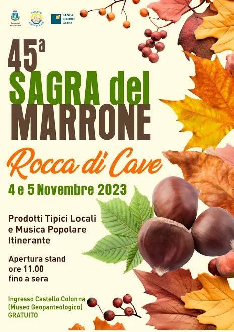 Locandina 45ª Sagra del Marrone Rocca di Cave 2023 a Rocca di Cave (Roma)