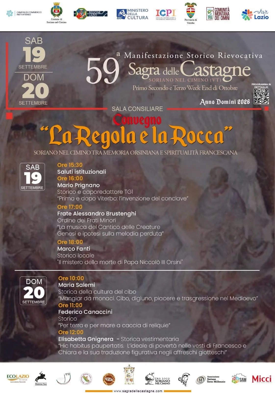 Locandina Convegno La Regola e la Rocca 2026 a Soriano nel Cimino (Viterbo)