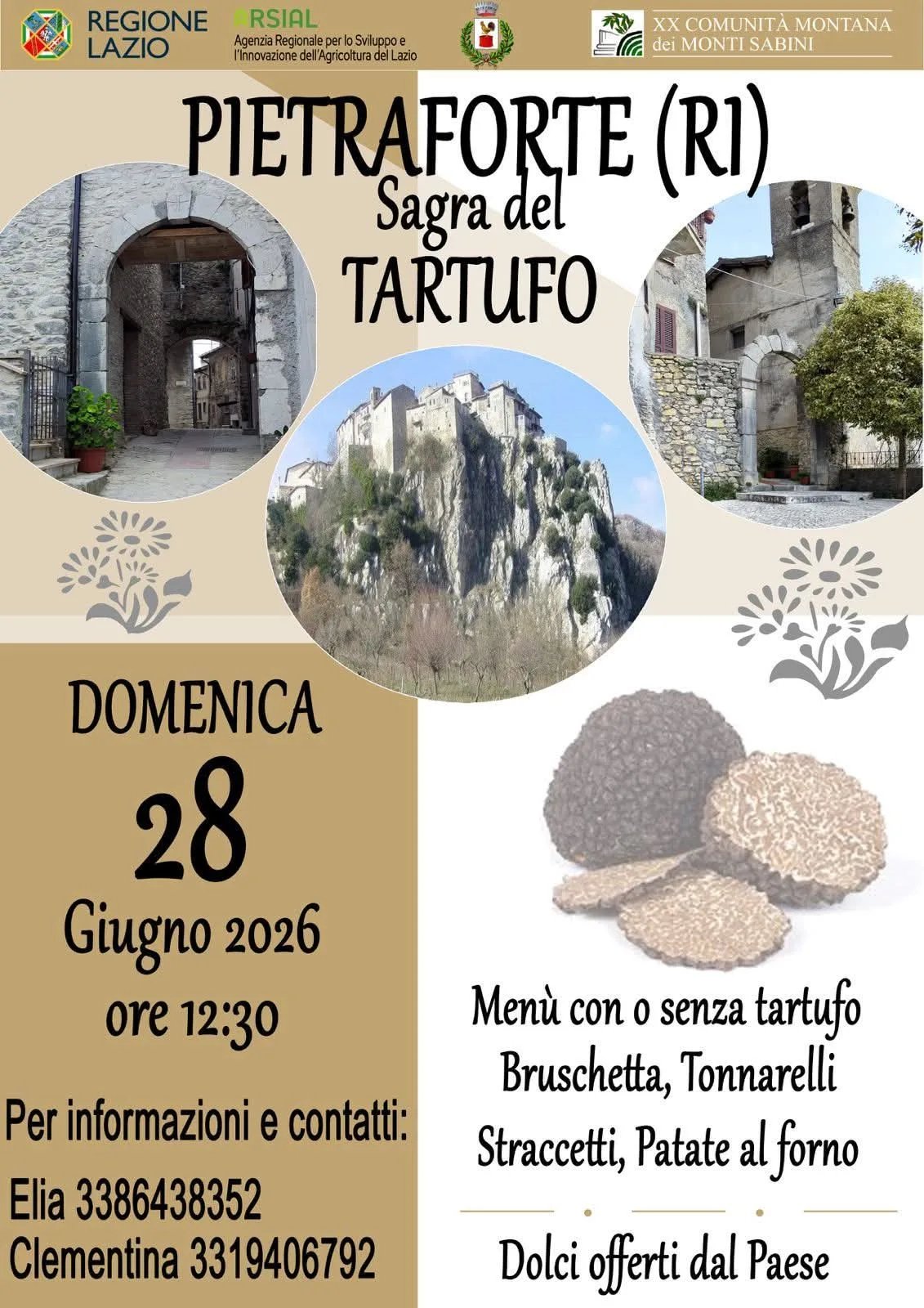 Locandina Sagra del Tartufo 2026 a Pietraforte a Poggiodomo (Perugia)