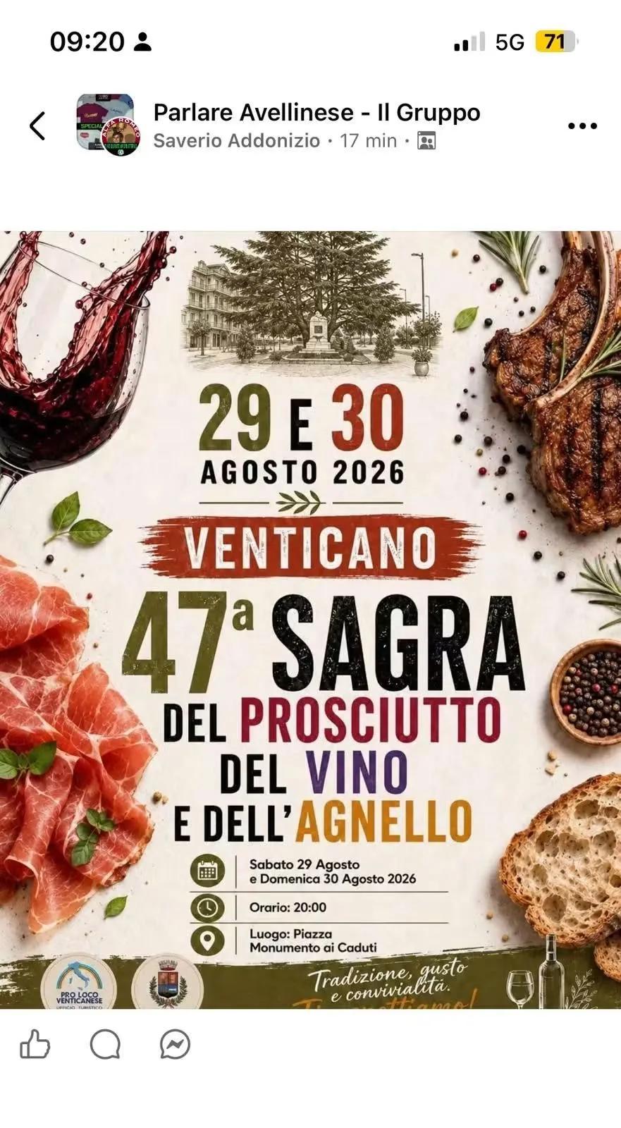 Sagra del Prosciutto, del Vino e dell'Agnello — Venticano