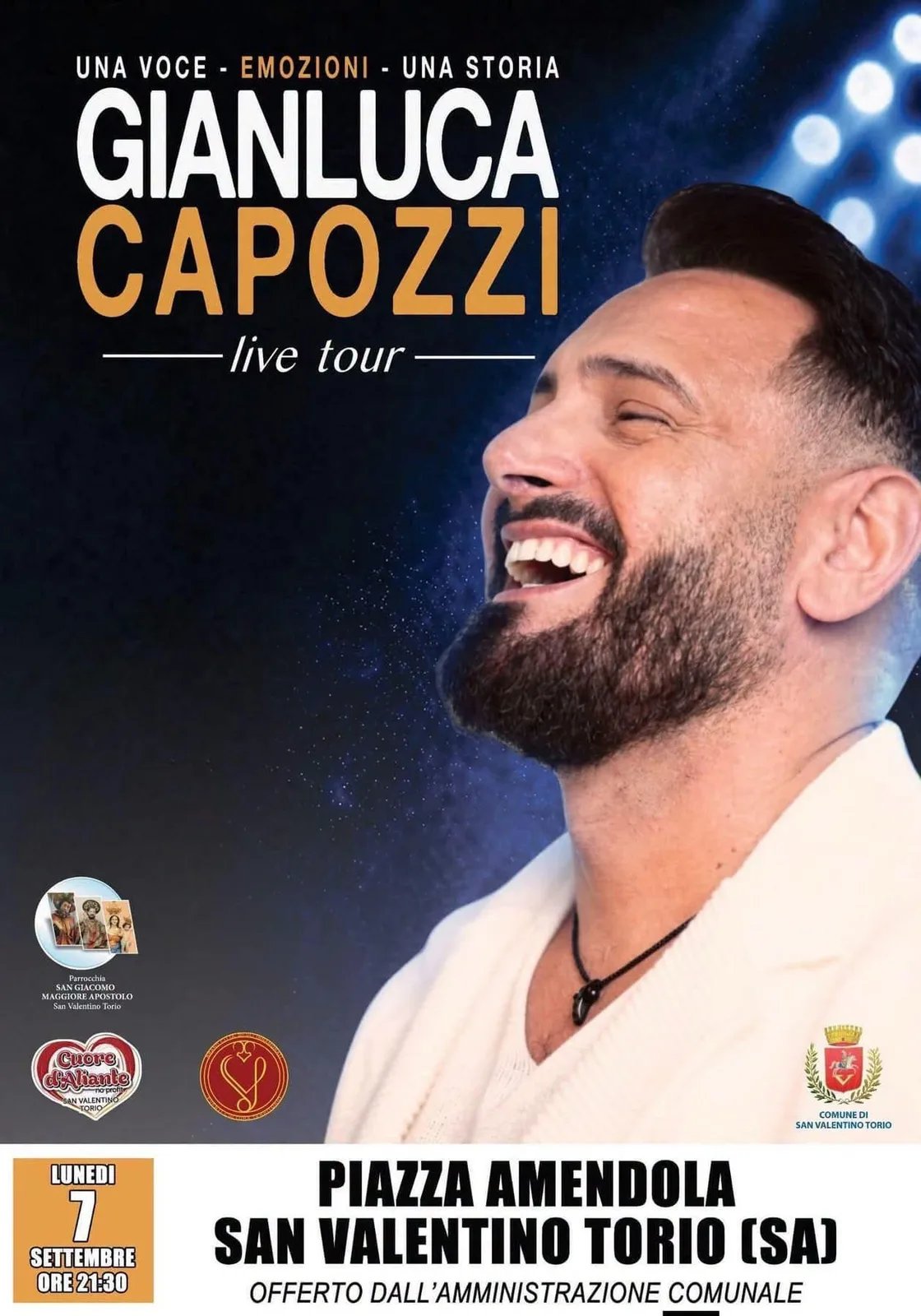 Locandina Gianluca Capozzi Live Tour 2026 a San Valentino Torio (Salerno)