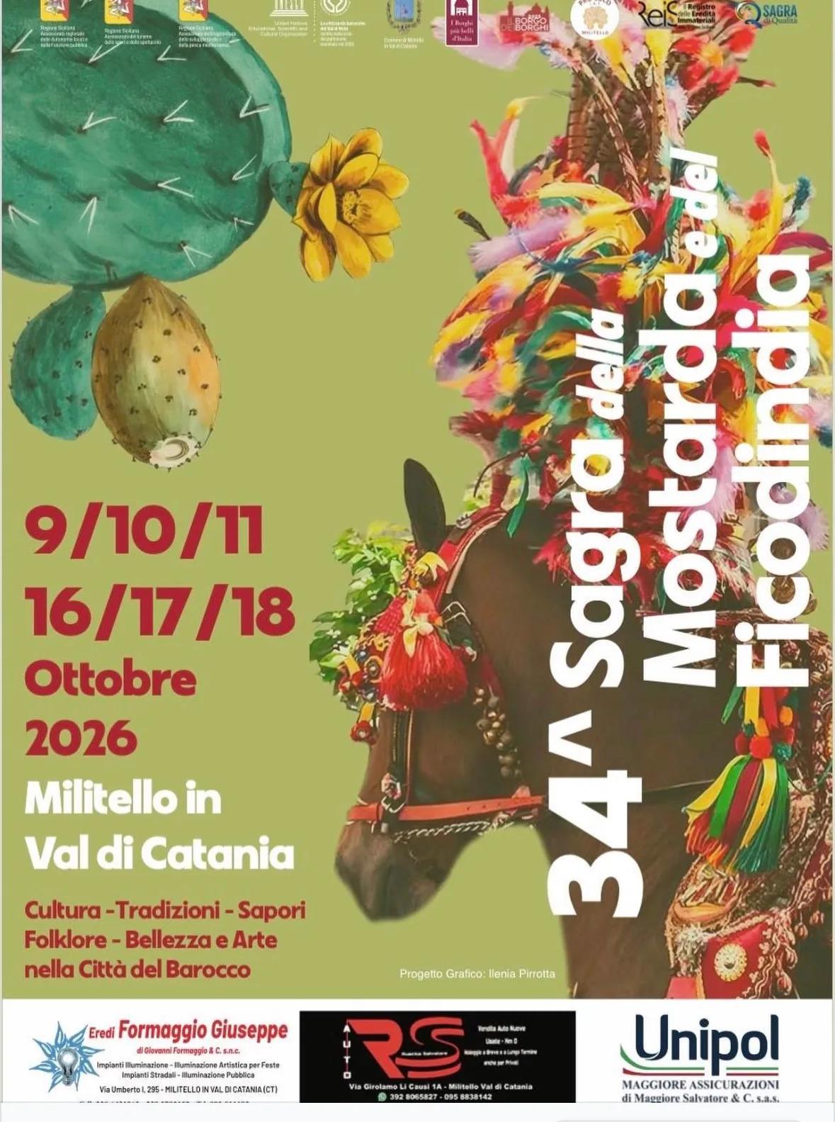 Locandina 34ª Sagra della Mostarda e del Ficodindia 2026 a Militello in Val di Catania (CT)