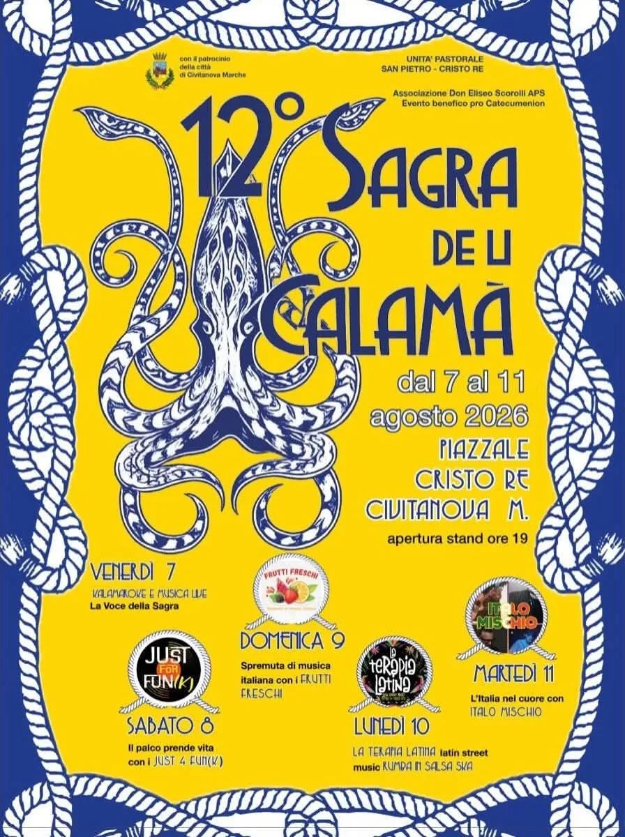 Locandina 12ª Sagra de lu Calamà 2026 a Civitanova Marche (Macerata)