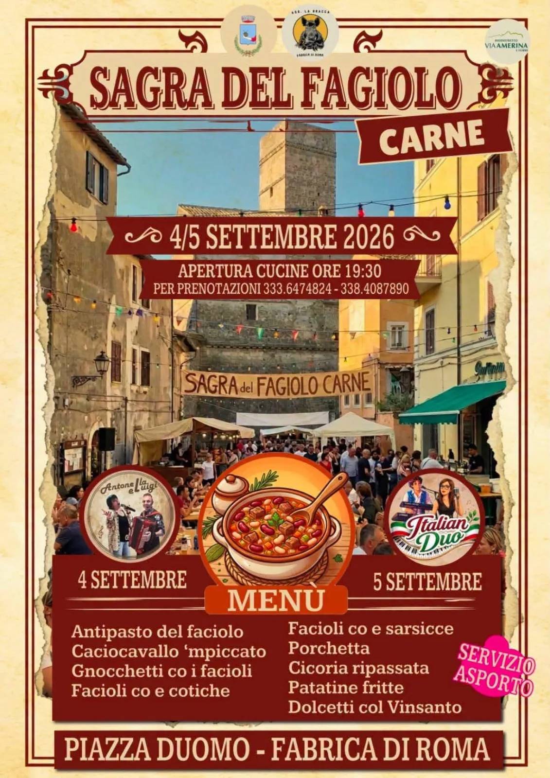 Locandina Sagra del Fagiolo Carne 2026 a Fabrica di Roma (Viterbo)