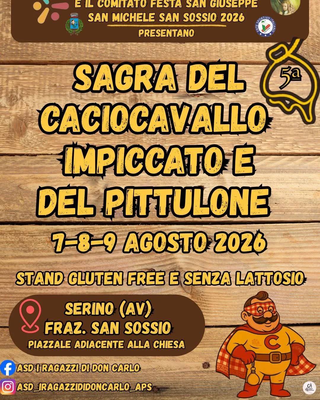 Locandina Sagra del Caciocavallo Impiccato e del Pittulone 2026 a Serino (Avellino)