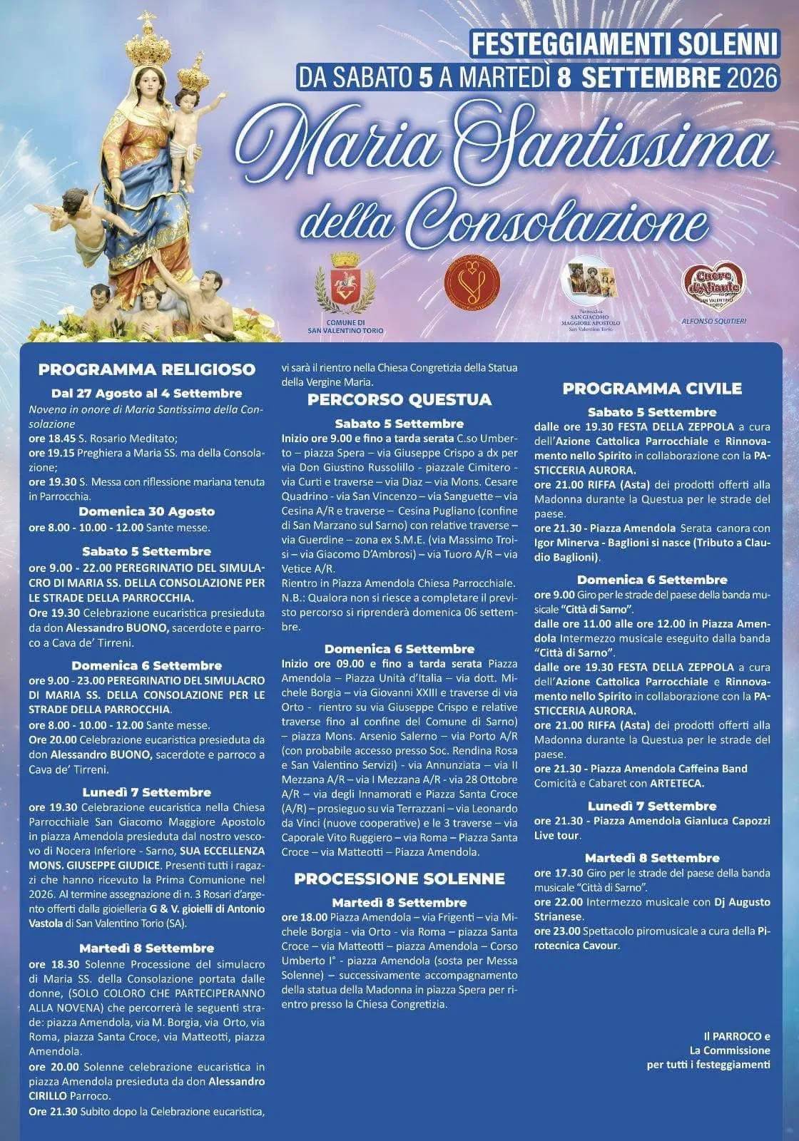 Locandina dom 6 settembre a San Valentino Torio (Salerno)