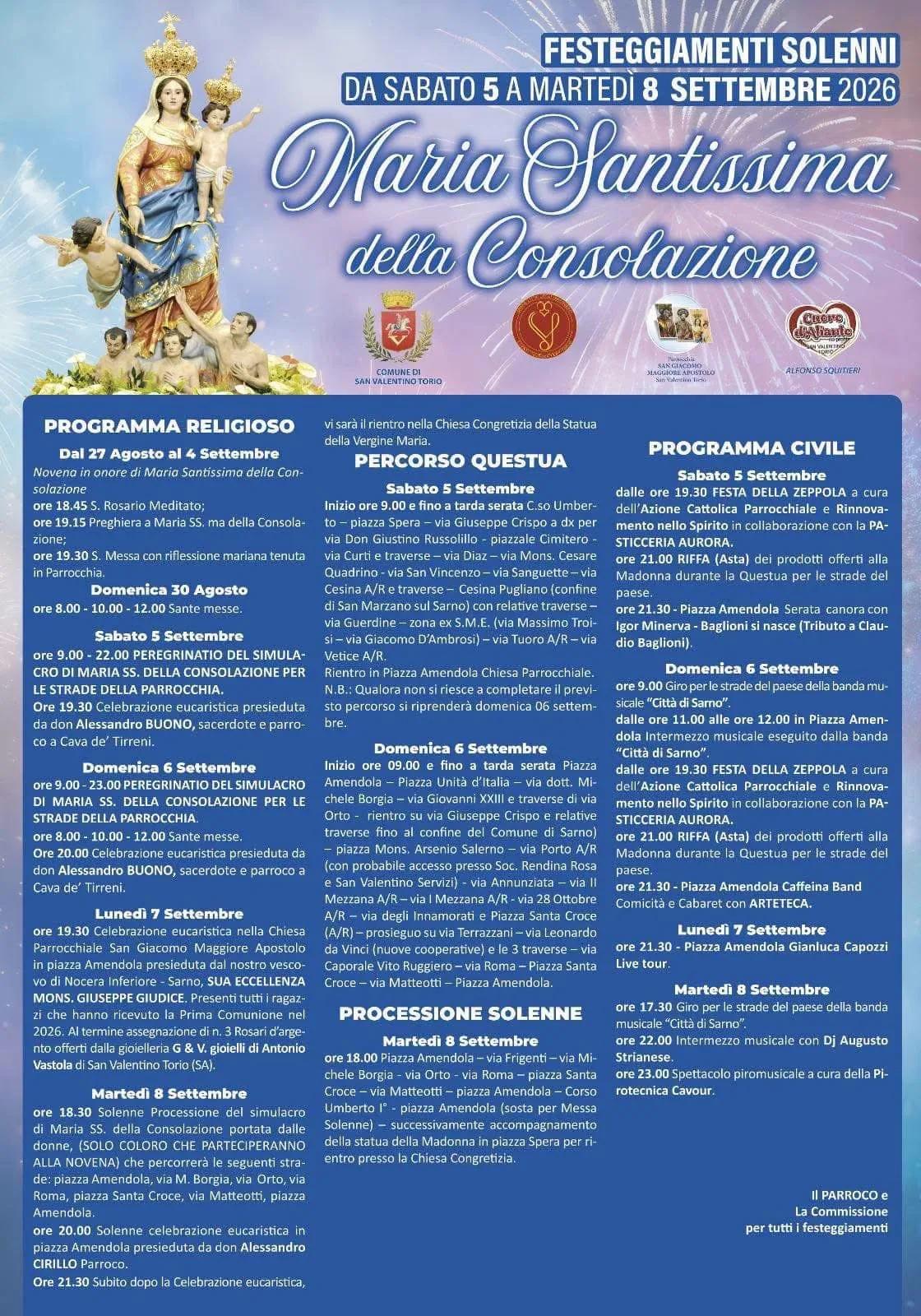 Locandina dom 6 settembre a San Valentino Torio (Salerno)