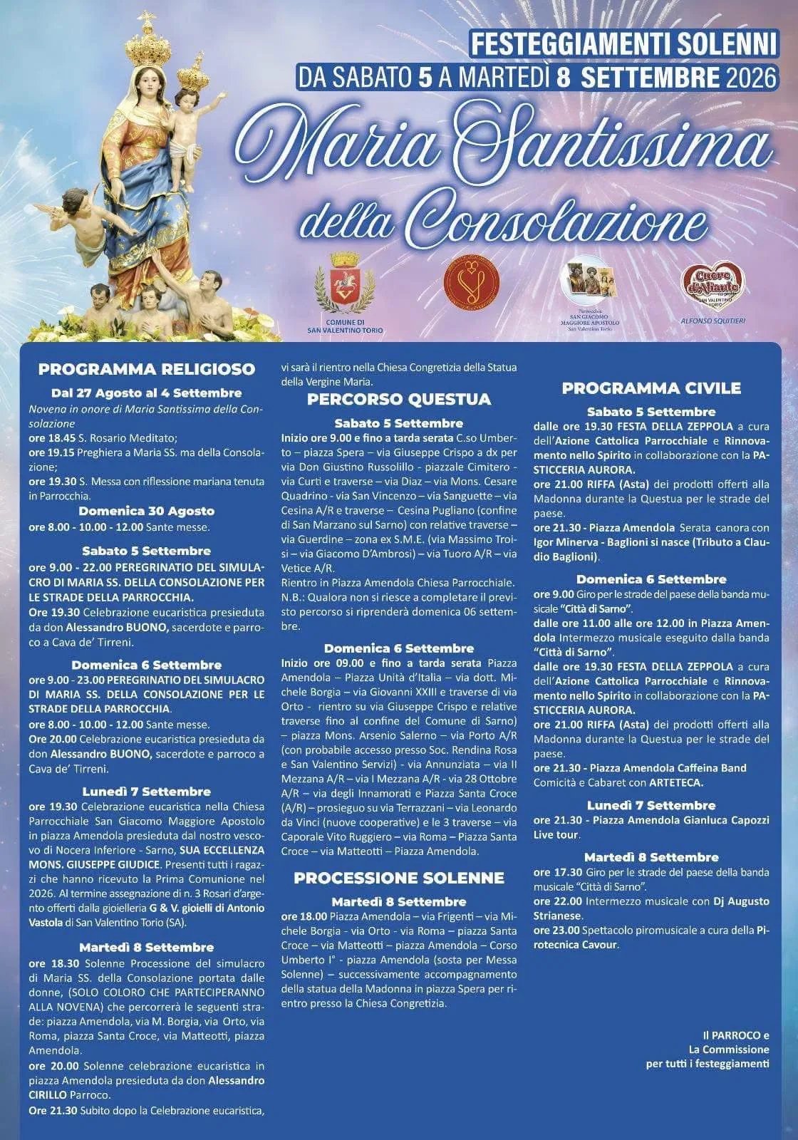 Locandina dom 6 settembre a San Valentino Torio (Salerno)