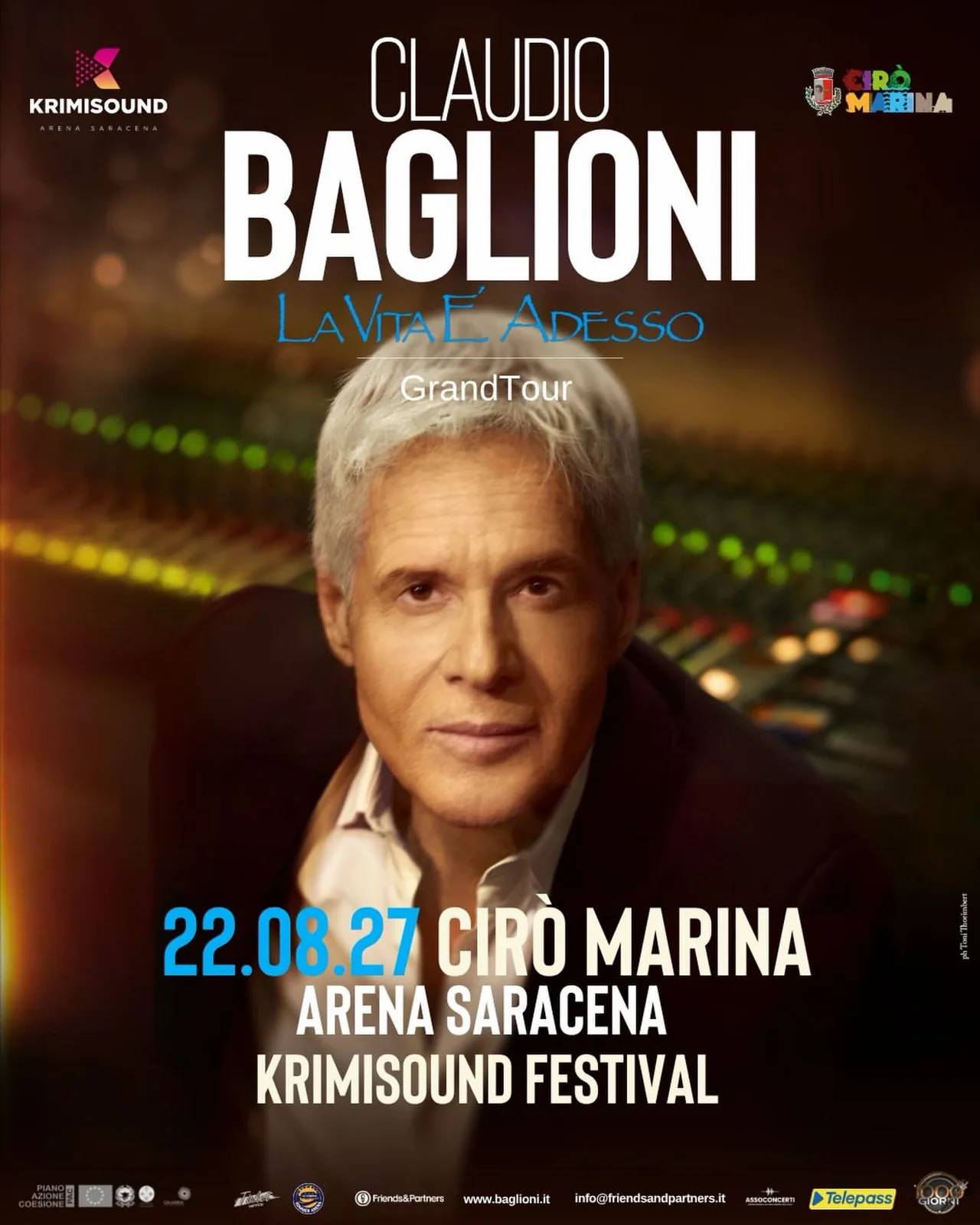 Locandina Claudio Baglioni La Vita È Adesso GrandTour 2027 a Cirò Marina (Crotone)