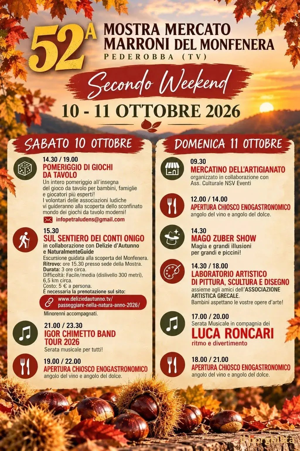 52ª Mostra Mercato Marroni del Monfenera 2026