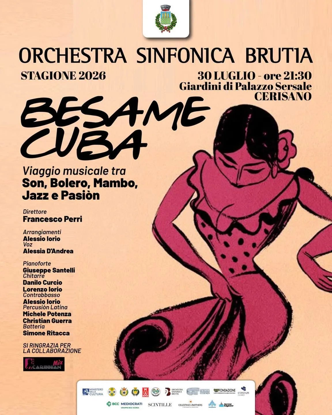 Locandina Orchestra Sinfonica Brutia - Besame Cuba 2026 a Cerisano (Cosenza)