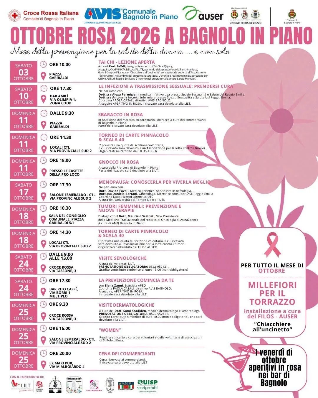 Locandina calendario eventi ottobre 2026 a Bagnolo in Piano (Reggio Emilia)