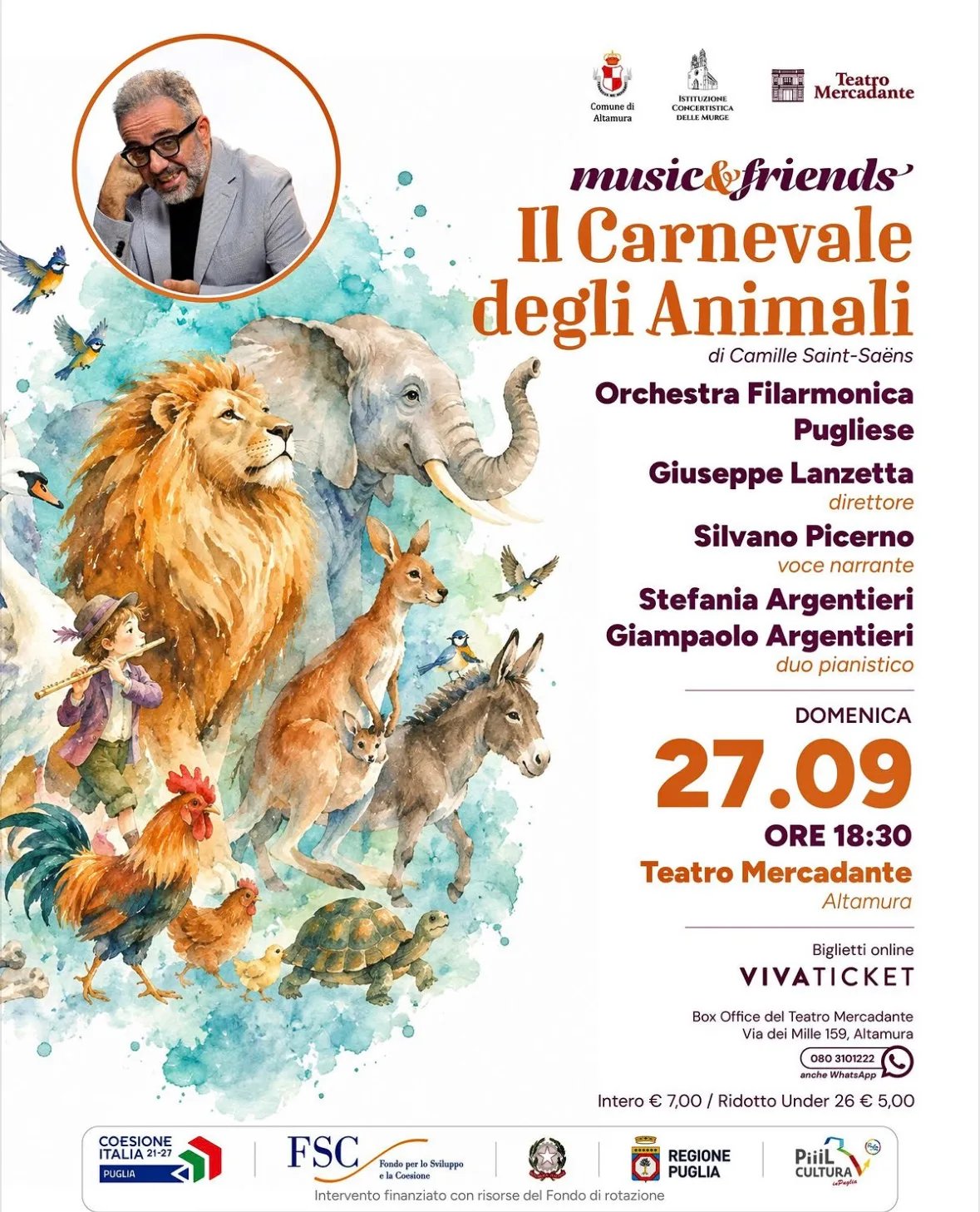 Locandina Music&Friends Il Carnevale degli Animali 2026 a Altamura (Bari)