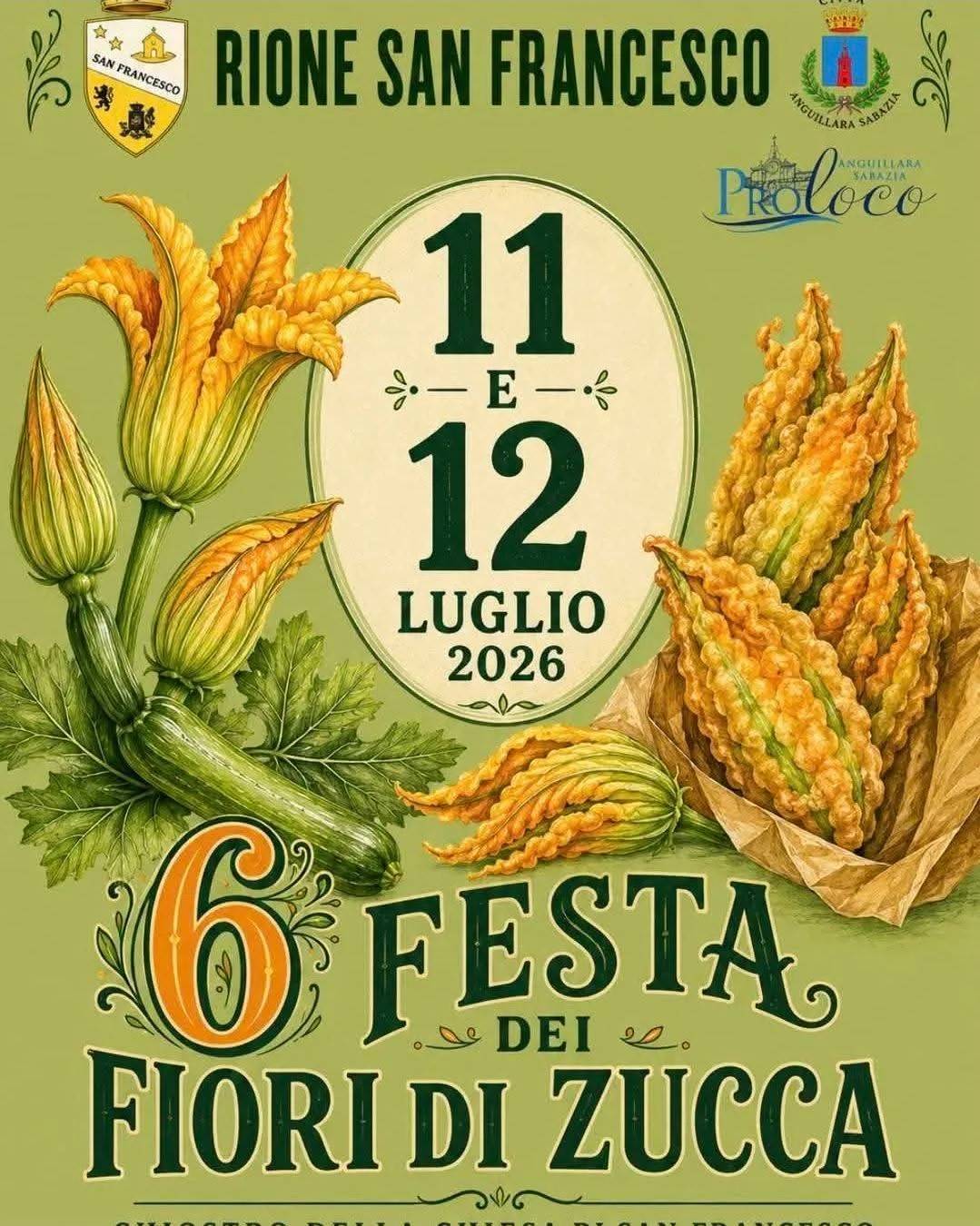 Locandina 6ª Festa dei Fiori di Zucca 2026 a Anguillara Sabazia (Roma)