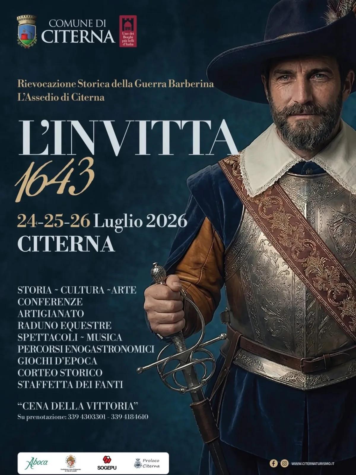 Locandina Rievocazione Storica della Guerra Barberina L'Invitta 1643 2 a Citerna (Perugia)