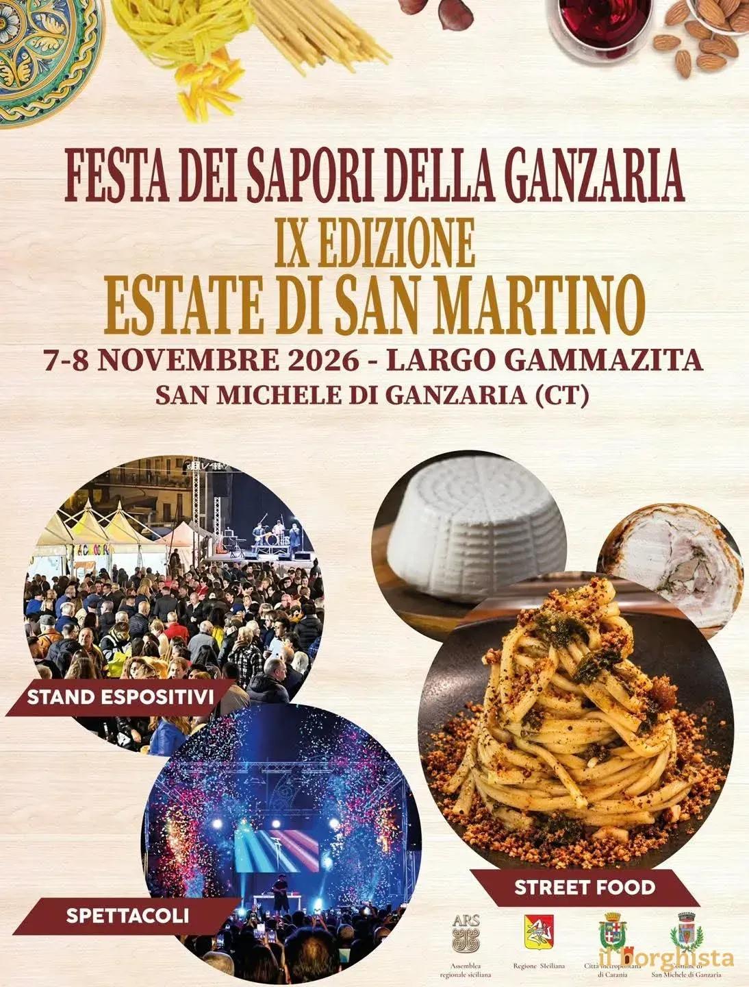 Locandina 9ª Festa dei Sapori della Ganzaria Estate di San Martino 2026 a San Michele di Ganzaria (Catania)