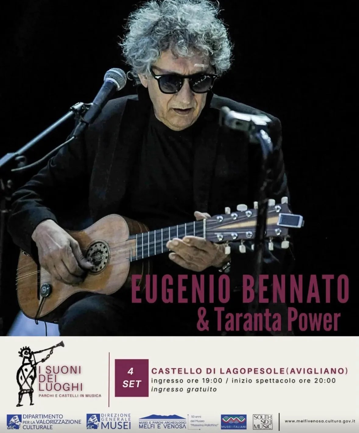 Locandina Eugenio Bennato & Taranta Power 2026 a Avigliano (Potenza)