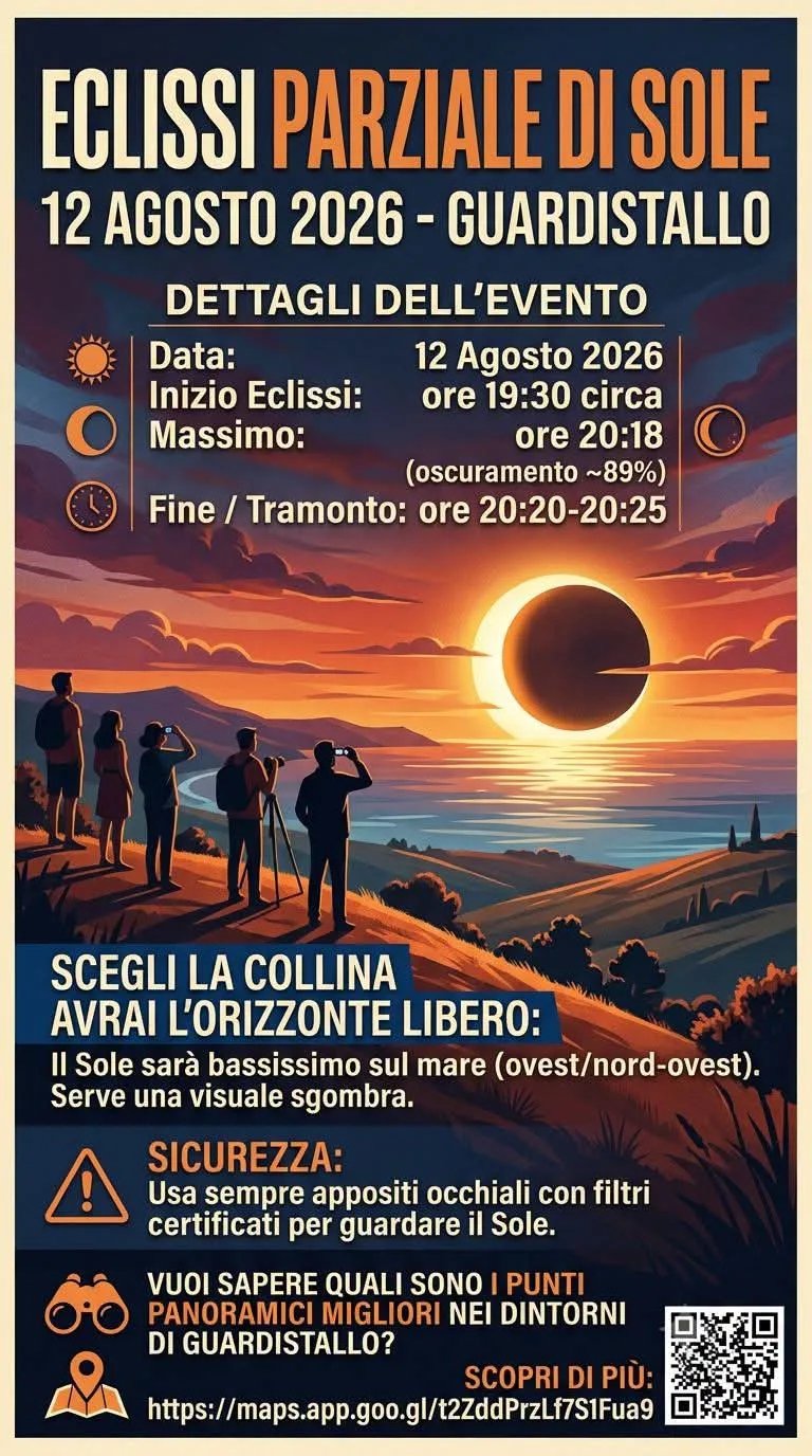 Locandina Eclissi Parziale di Sole 2026 a Guardistallo a Guardistallo (Pisa)
