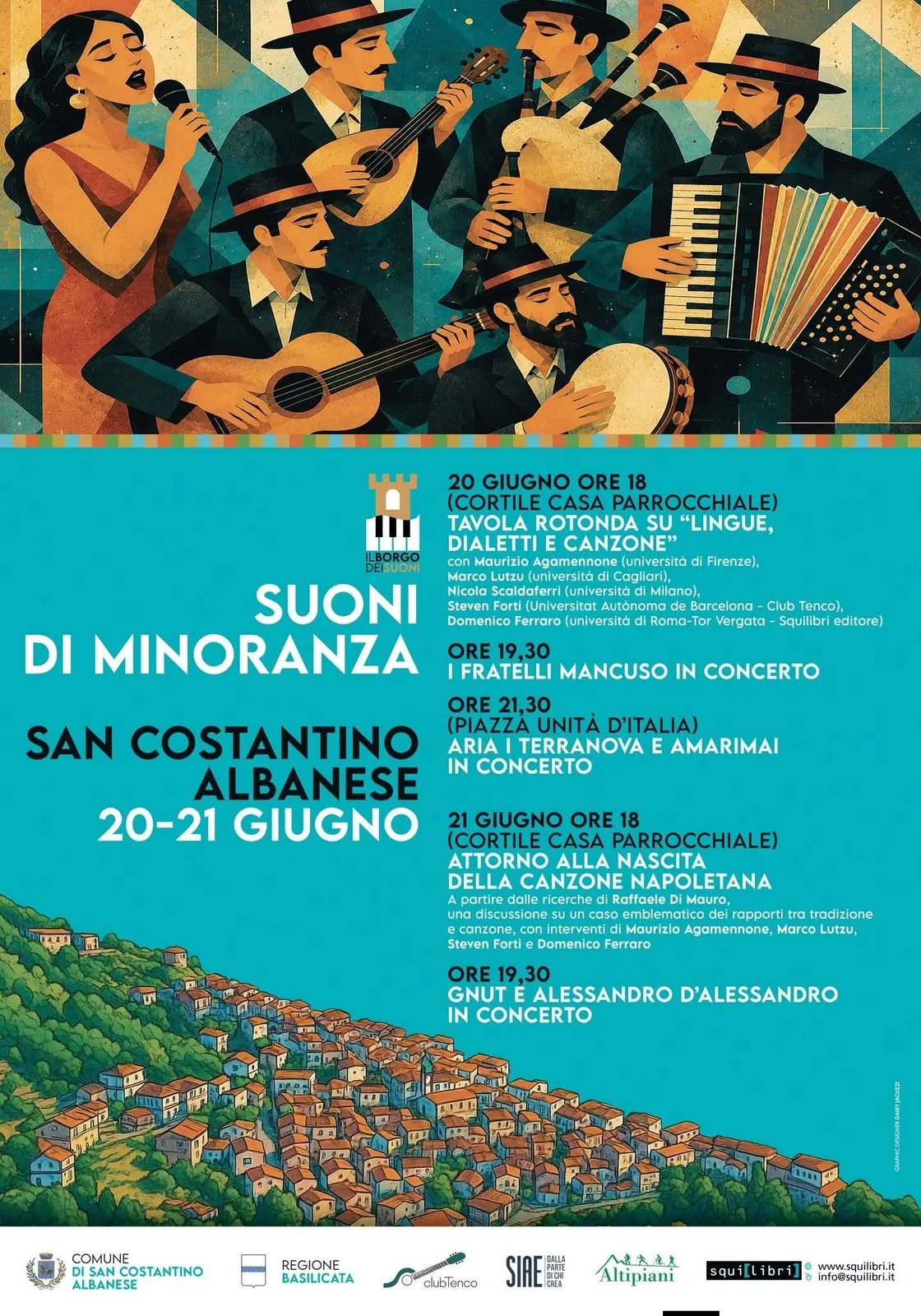 Locandina Suoni di Minoranza 2026 a San Costantino Albanese (Potenza)