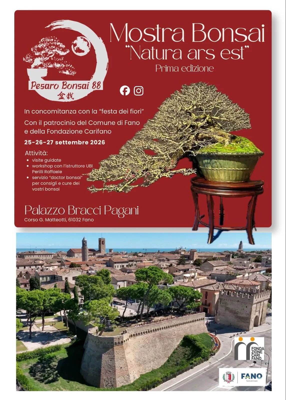 Locandina Prima edizione Mostra Bonsai Natura ars est 2026 a Fano (Pesaro e Urbino)