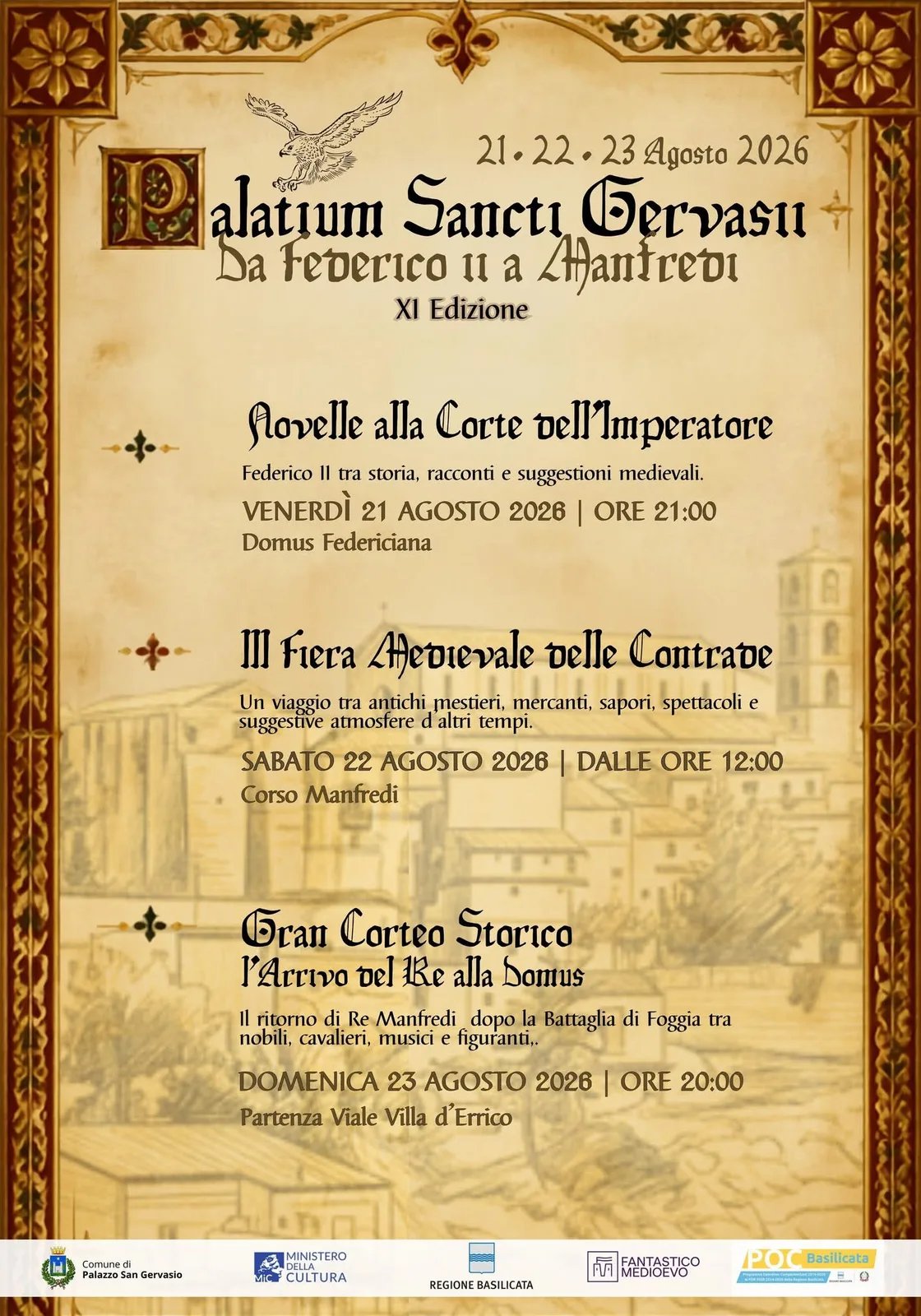 Locandina calendario eventi agosto 2026 a Palazzo San Gervasio (Potenza)