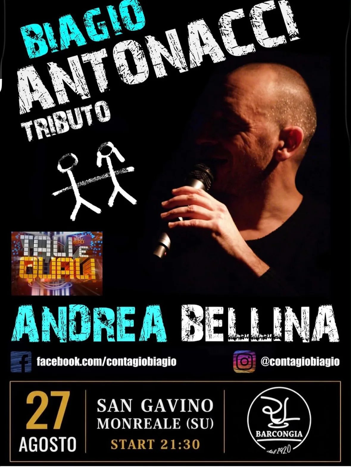 Locandina Biagio Antonacci Tributo 2026 a San Gavino Monreale (Sud Sardegna)