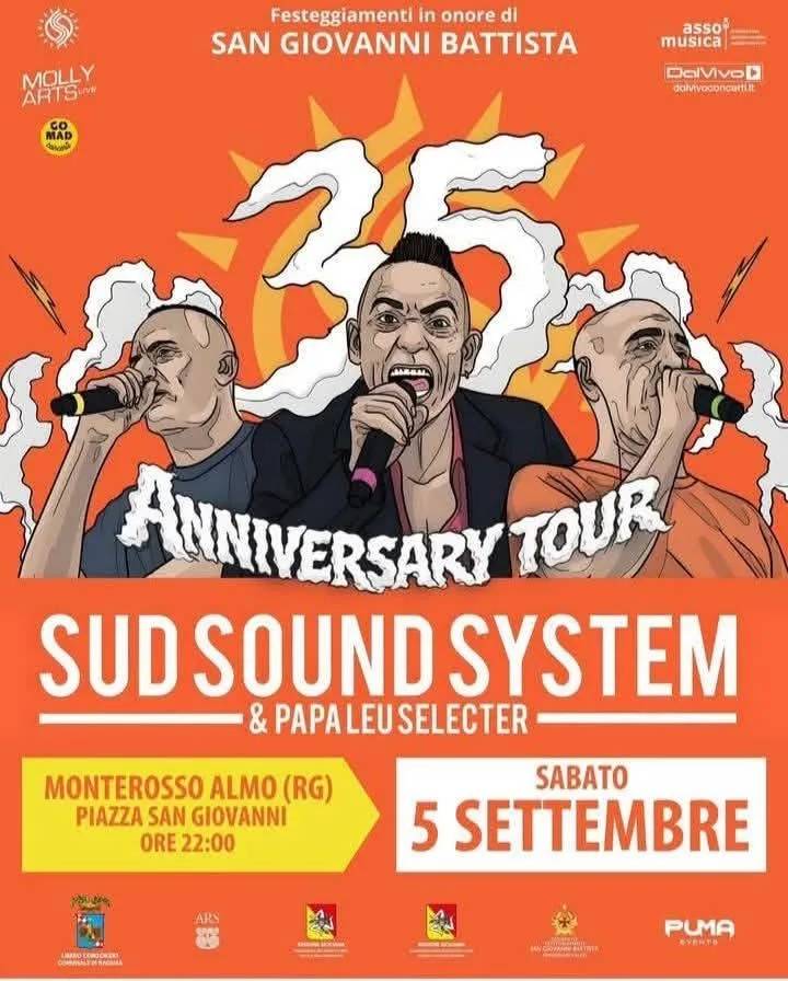 Locandina 25° Anniversario Sud Sound System 2026 a Monterosso Almo (Ragusa)