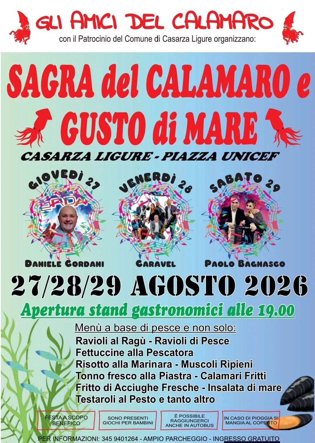 Locandina Sagra del Calamaro e Gusto di Mare 2026 a Casarza Ligure (Genova)