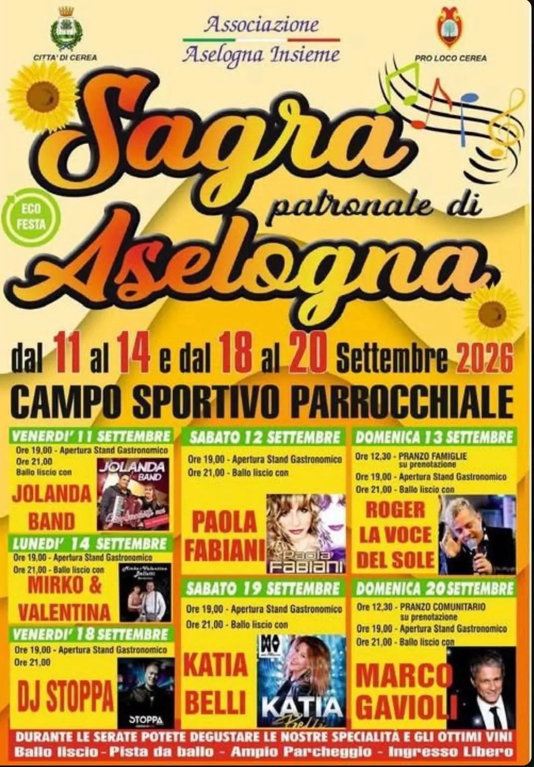 Locandina Sagra patronale di Aselogna 2026 a Cerea (Verona)
