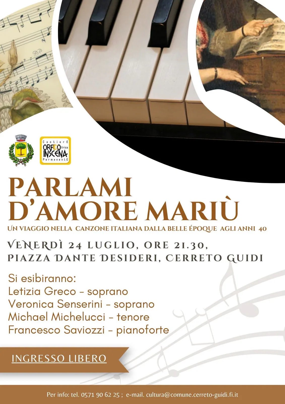 Locandina Parlami d'Amore Mariù 2026 a Cerreto Guidi (Firenze)