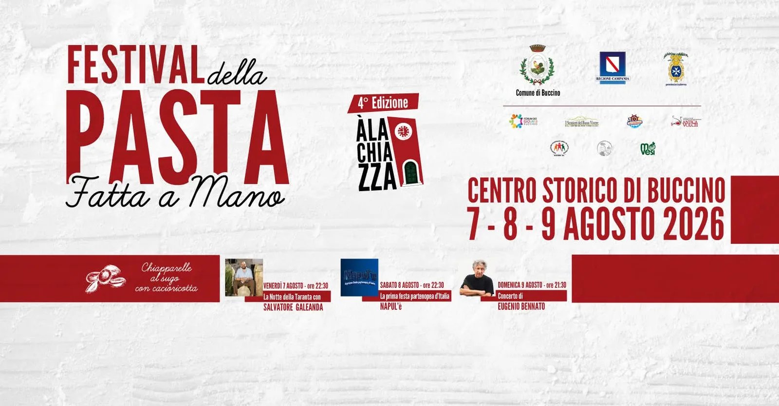 Locandina Festival della Pasta 2026 a Buccino (Salerno)