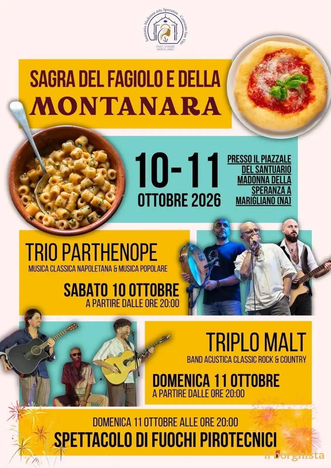 Locandina Sagra del Fagiolo e della Montanara 2026 a Marigliano (Napoli)