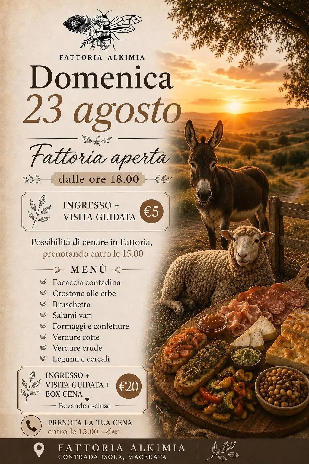 Locandina Fattoria Alkimia Domenica 23 agosto 2026 a Macerata (Macerata)
