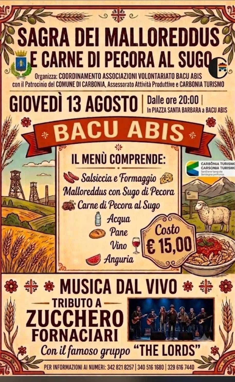 Locandina Sagra dei Malloreddus e Carne di Pecora al Sugo 2026 a Carbonia (Sulcis iglesiente)