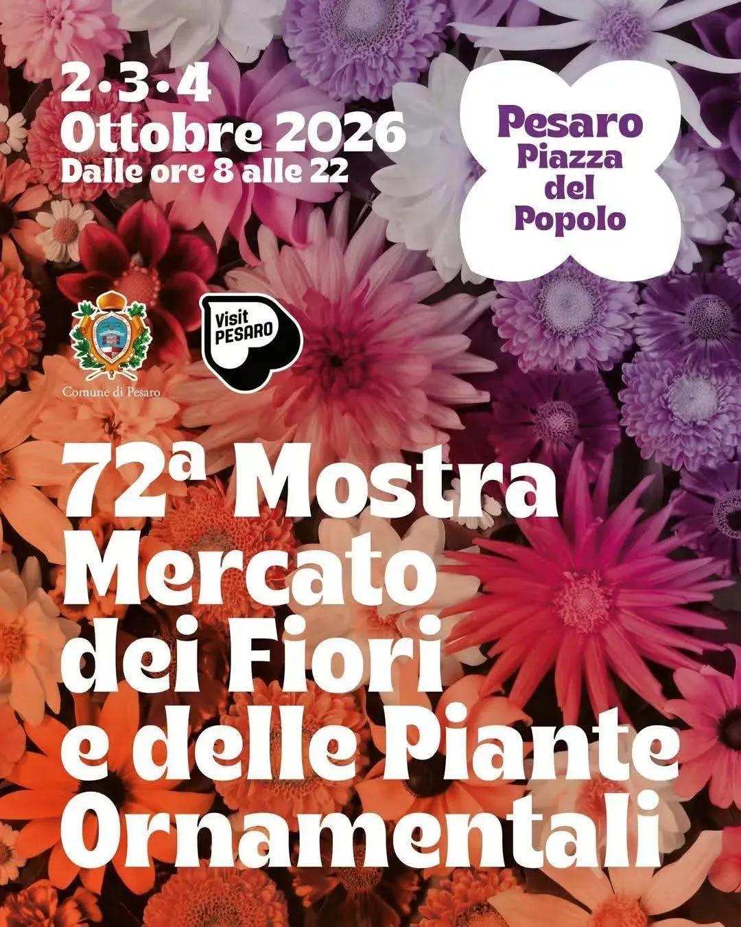 Locandina 72ª Mostra Mercato dei Fiori e delle Piante Ornamentali 2026 a Pesaro (PU)