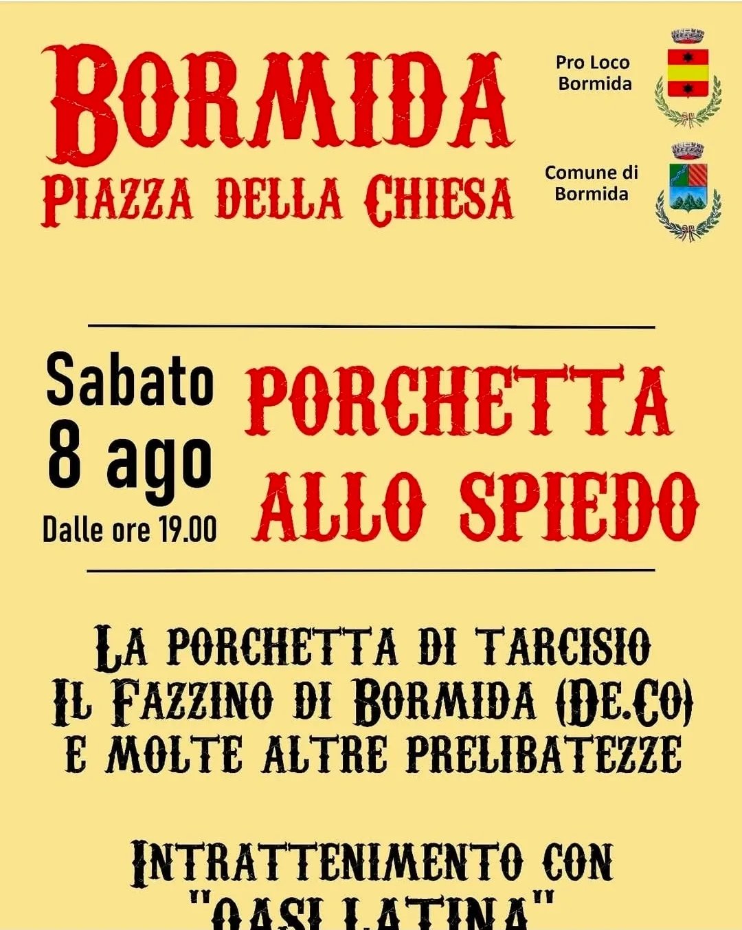 Locandina Porchetta allo Spiedo a Bormida 2026 a Bormida (Savona)
