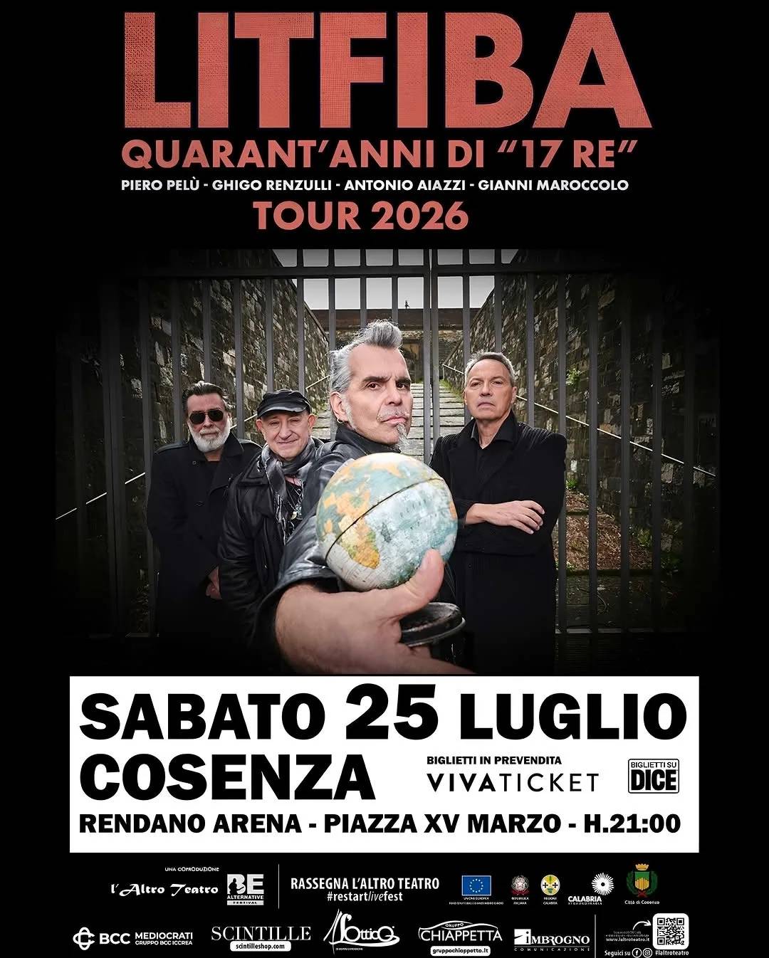 Locandina Litfiba - Quarant'anni di '17 Re' 2026 a Cosenza (Cosenza)